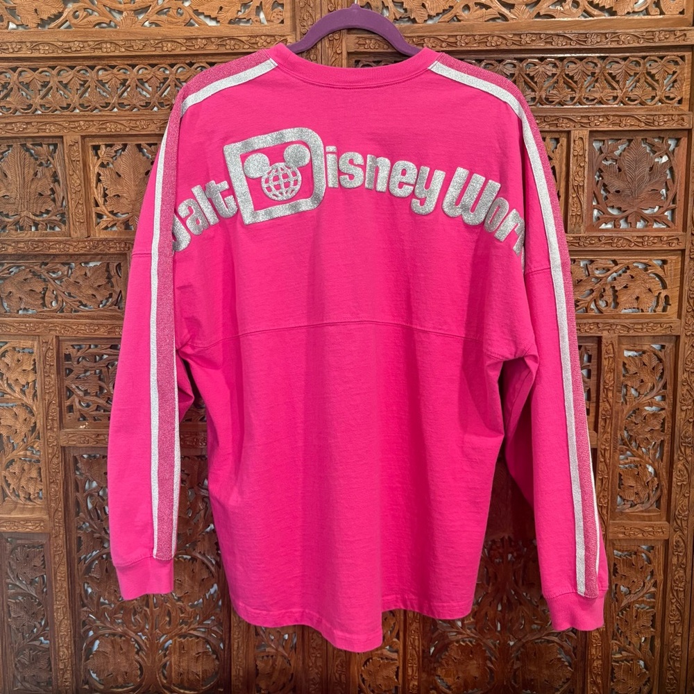 Spirit Jersey Disney World Disney Parks Bright Pink Silver Accents Womens Large